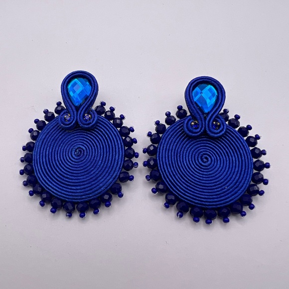 Elegant Royal Blue Stylish Earrings - Statement Glam Earrings - Trendy Earrings - Picture 2 of 8